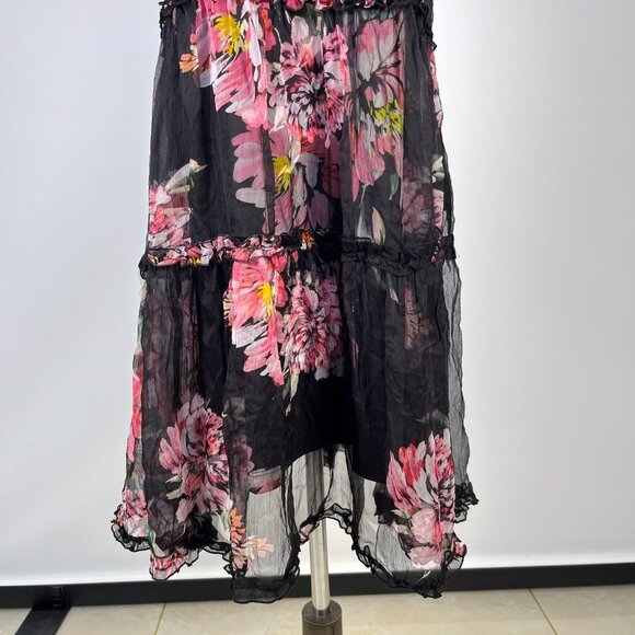 $365 NWT Johnny Was Jade Silk Juliette Ruffle Tiered Floral Mini Dress Size L - Picture 5 of 11
